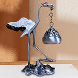 Maxbell Crane Statue Hanging Incense Burner Tabletop Ornament for Yoga Tea House SPA Silver White