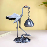Maxbell Crane Statue Hanging Incense Burner Tabletop Ornament for Yoga Tea House SPA Silver White