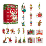 Maxbell 24 Pieces Christmas Calendar with Acrylic Hanging Doll Xmas Party Decoration Style A