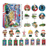 Maxbell 24 Pieces Christmas Calendar with Acrylic Hanging Doll Xmas Party Decoration Style A