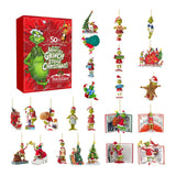 Maxbell 24 Pieces Christmas Calendar with Acrylic Hanging Doll Xmas Party Decoration Style A