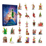 Maxbell 24 Pieces Christmas Calendar with Acrylic Hanging Doll Xmas Party Decoration Style B