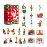 Maxbell 24 Pieces Christmas Calendar with Acrylic Hanging Doll Xmas Party Decoration Style C