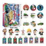Maxbell 24 Pieces Christmas Calendar with Acrylic Hanging Doll Xmas Party Decoration Style D