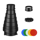 Maxbell Conical Optical Snoot Kit Easy to Install Portable Attachment Honeycomb Grid Style A