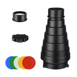 Maxbell Conical Optical Snoot Kit Easy to Install Portable Attachment Honeycomb Grid Style B