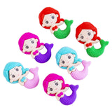Maxbell 6 Pieces Mermaid Erasers Easter Egg Fillers Classroom Prizes for Girls Gifts