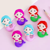 Maxbell 6 Pieces Mermaid Erasers Easter Egg Fillers Classroom Prizes for Girls Gifts
