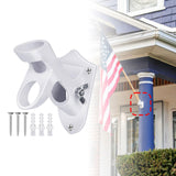 Maxbell Flag Pole Holder Strong Anti Rust Double Positions for Outdoor Outside House White