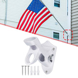 Maxbell Flag Pole Holder Strong Anti Rust Double Positions for Outdoor Outside House White