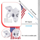 Maxbell Flag Pole Holder Strong Anti Rust Double Positions for Outdoor Outside House White