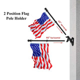 Maxbell Flag Pole Holder Strong Anti Rust Double Positions for Outdoor Outside House Black