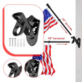 Maxbell Flag Pole Holder Strong Anti Rust Double Positions for Outdoor Outside House Black