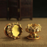 Maxbell Candle Holder Buddhist Tealight Candle Holder for Living Room Tabletop Decor short footed