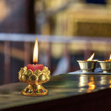 Maxbell Candle Holder Buddhist Tealight Candle Holder for Living Room Tabletop Decor short footed