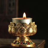 Maxbell Candle Holder Buddhist Tealight Candle Holder for Living Room Tabletop Decor short footed