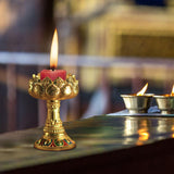 Maxbell Candle Holder Buddhist Tealight Candle Holder for Living Room Tabletop Decor tall footed
