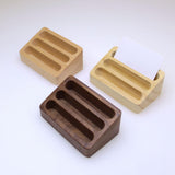Maxbell Business Card Display Stand Wood Desktop for Warehouses Craft Shows Lectures Brown