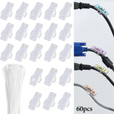 Maxbell 60 Pieces Cable Label Boxes with Ties Portable Clear Cable Management Holder