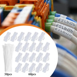Maxbell 60 Pieces Cable Label Boxes with Ties Portable Clear Cable Management Holder