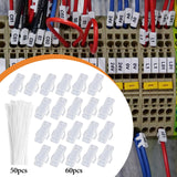 Maxbell 60 Pieces Cable Label Boxes with Ties Portable Clear Cable Management Holder