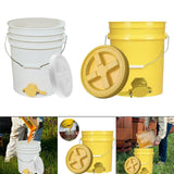 Maxbell Honey Bucket with Gate Pail Multifunction Dispenser Farm Extractor Equipment White