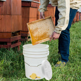 Maxbell Honey Bucket with Gate Pail Multifunction Dispenser Farm Extractor Equipment White