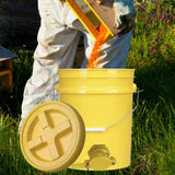 Maxbell Honey Bucket with Gate Pail Multifunction Dispenser Farm Extractor Equipment Yellow