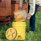 Maxbell Honey Bucket with Gate Pail Multifunction Dispenser Farm Extractor Equipment Yellow