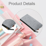 Maxbell Pencil Pouch Zipper Multipurpose Stationery Pouch for Kids Children Students Light Gray
