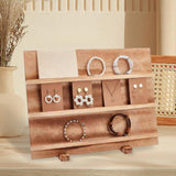 Maxbell Wooden Earring Display Stand Earring Card Holder for Dorm Tradeshow Home Use 3 Tier