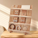 Maxbell Wooden Earring Display Stand Earring Card Holder for Dorm Tradeshow Home Use 4 Tier