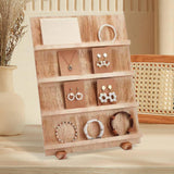 Maxbell Wooden Earring Display Stand Earring Card Holder for Dorm Tradeshow Home Use 4 Tier