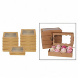 Maxbell 12 Pieces Small Treat Boxes Portable Pastry Box for Valentine Home Cake Shop brown