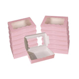 Maxbell 12 Pieces Small Treat Boxes Portable Pastry Box for Valentine Home Cake Shop pink