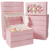 Maxbell 12 Pieces Small Treat Boxes Portable Pastry Box for Valentine Home Cake Shop pink