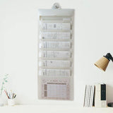 Maxbell Hanging Wall File Organizer Portable with 6 Pockets for A4 Size Paper Letter white