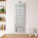 Maxbell Hanging Wall File Organizer Portable with 6 Pockets for A4 Size Paper Letter white