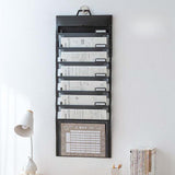 Maxbell Hanging Wall File Organizer Portable with 6 Pockets for A4 Size Paper Letter black