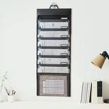 Maxbell Hanging Wall File Organizer Portable with 6 Pockets for A4 Size Paper Letter black