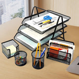 Maxbell Metal File Rack Desktop Storage Document Holder for Office Home Organization