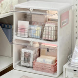 Maxbell Desktop Storage Box Lidded Multipurpose for Household files Office Organizer wihte 33.2x24.5x45cm