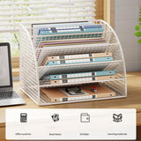Maxbell Fan Shaped File Organizer Space Saving Storage Rack for Gift Decoration Room White and L