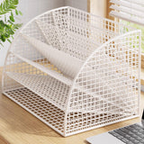 Maxbell Fan Shaped File Organizer Space Saving Storage Rack for Gift Decoration Room White and S