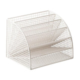 Maxbell Fan Shaped File Organizer Space Saving Storage Rack for Gift Decoration Room White and S