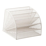 Maxbell Fan Shaped File Organizer Space Saving Storage Rack for Gift Decoration Room White and S