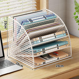 Maxbell Fan Shaped File Organizer Space Saving Storage Rack for Gift Decoration Room White and S