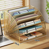 Maxbell Fan Shaped File Organizer Space Saving Storage Rack for Gift Decoration Room Gold and L