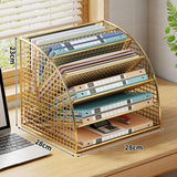 Maxbell Fan Shaped File Organizer Space Saving Storage Rack for Gift Decoration Room Gold and S