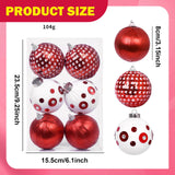 Maxbell 6Pcs Christmas Ball Ornaments Christmas Ornaments for Holiday Special Events red and white